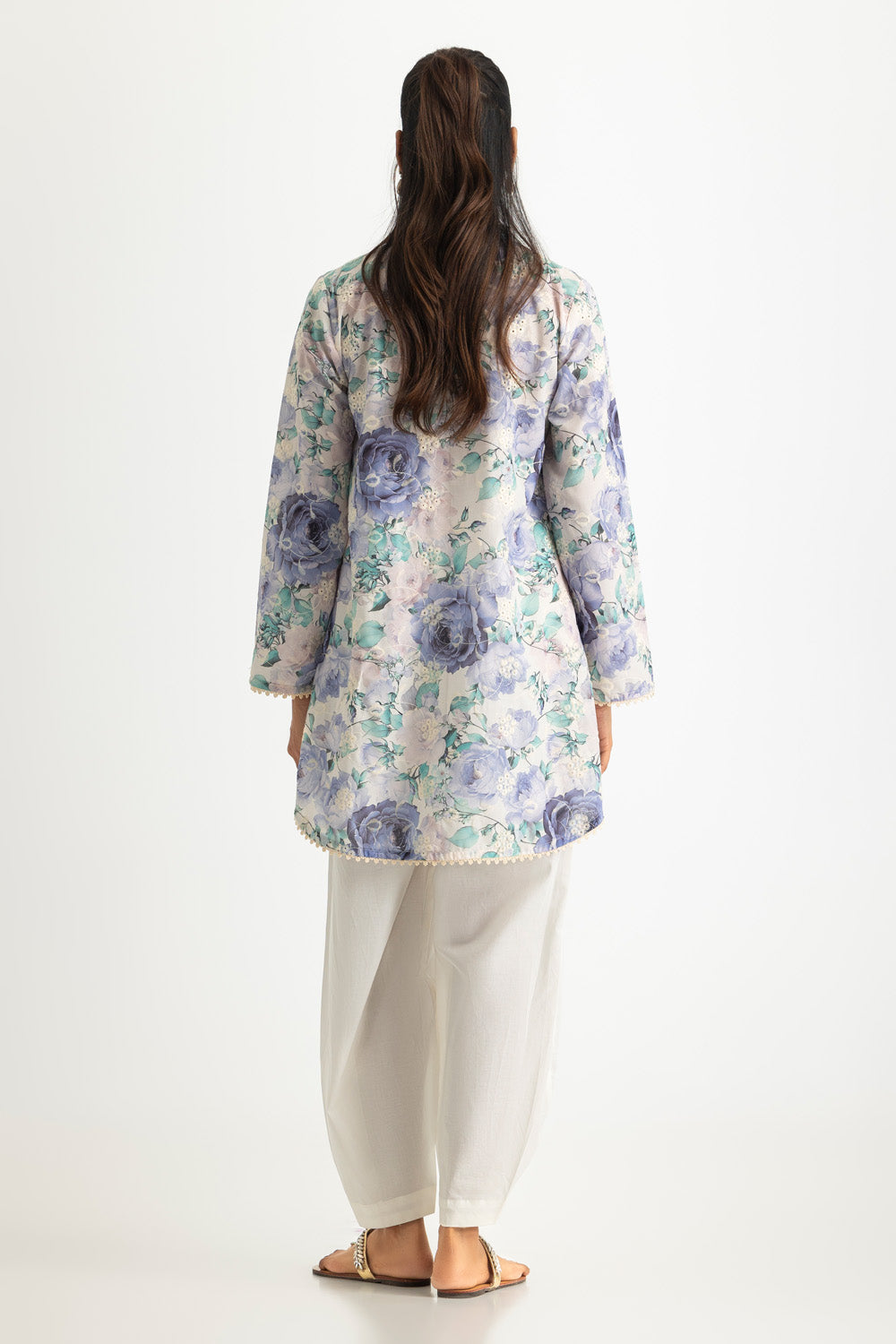 Cotton Printed Shirt With Embroidered And Dyed Trouser