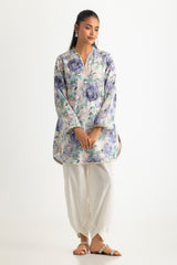 Cotton Printed Shirt With Embroidered And Dyed Trouser