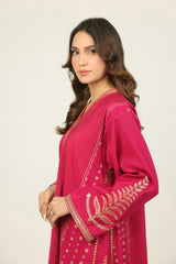 Cotton Silk Embroidered Co-Ord Set With Block Printed