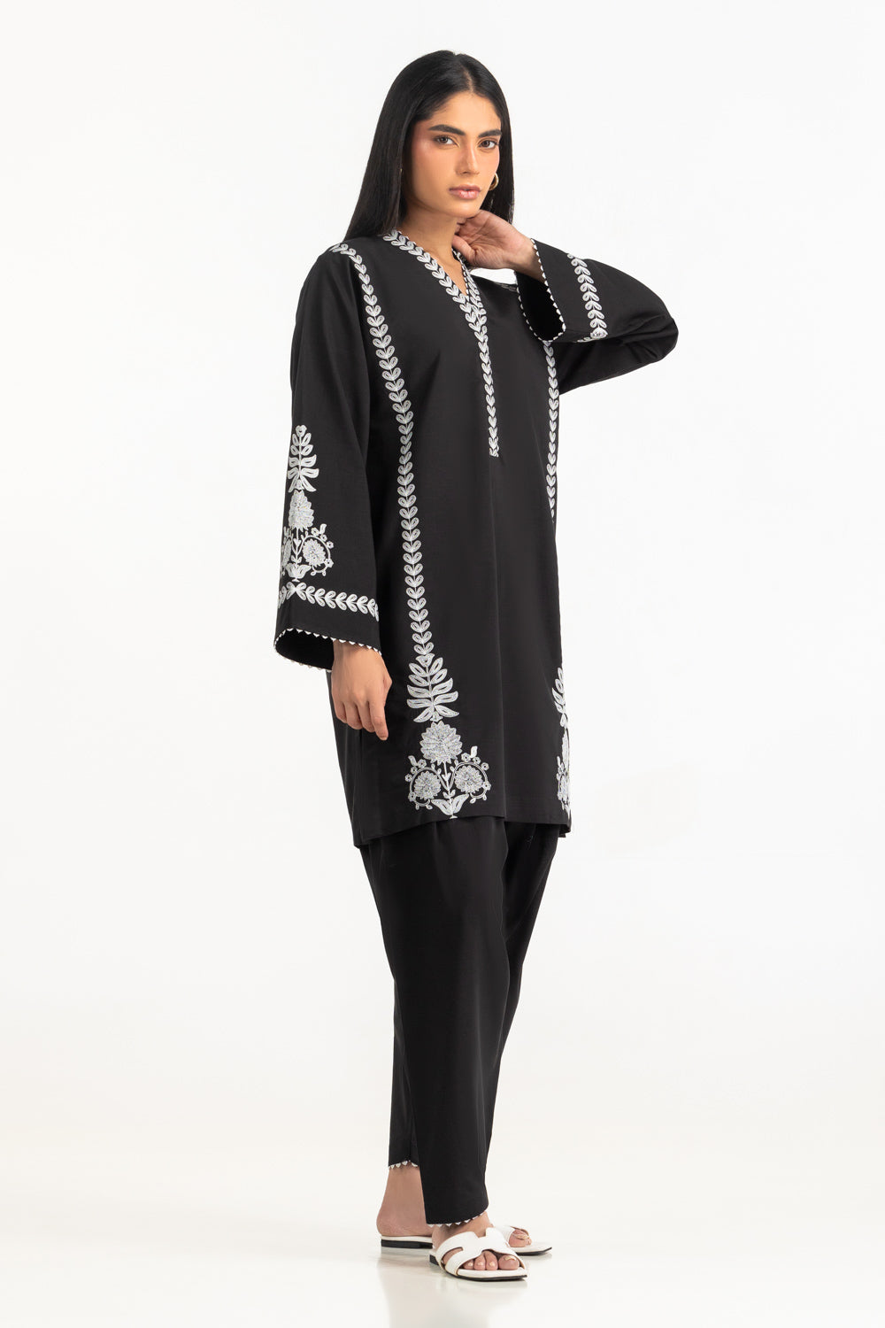 Cotton Slub Embroidered Co-Ord Set