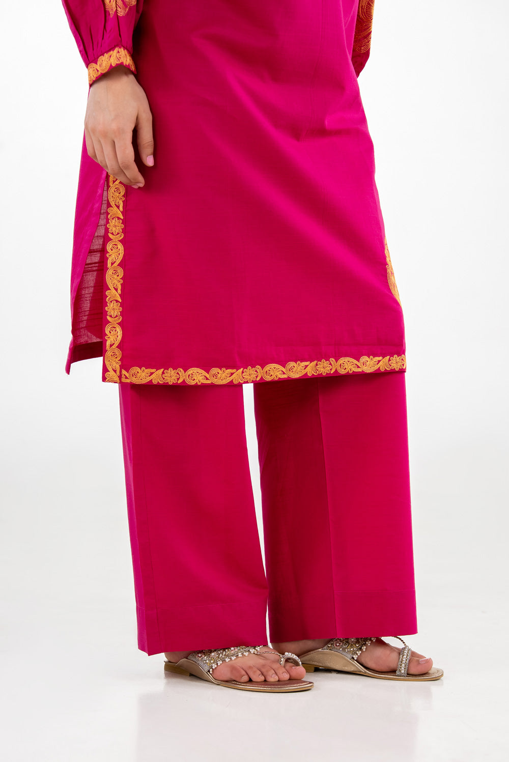 Cotton Viscose Slub Embroidered Co-Ord Set