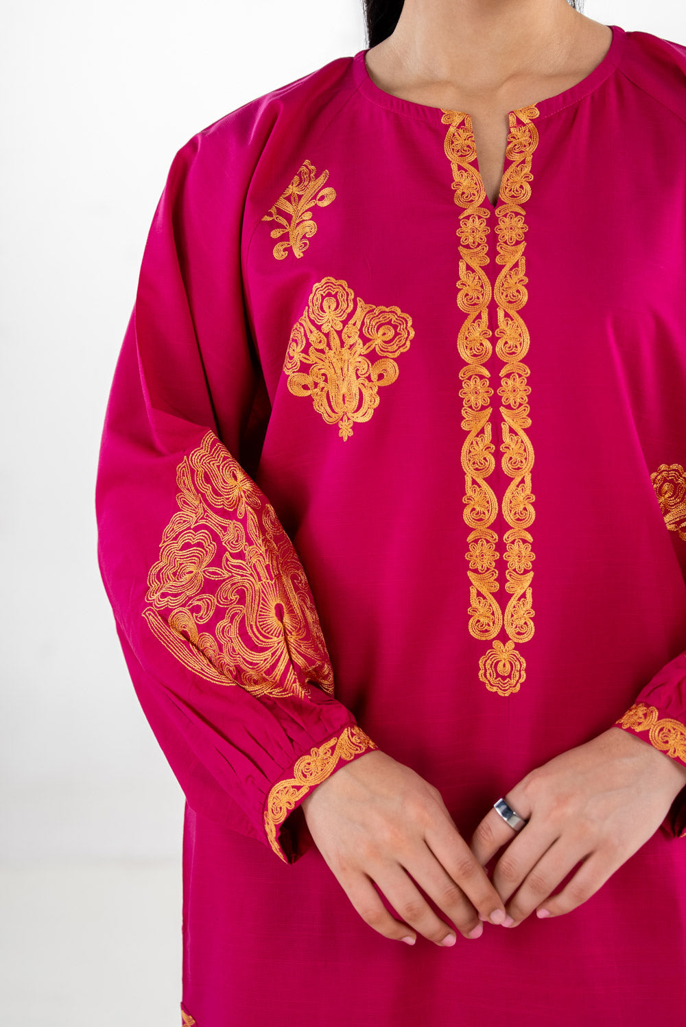 Cotton Viscose Slub Embroidered Co-Ord Set
