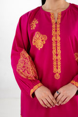 Cotton Viscose Slub Embroidered Co-Ord Set