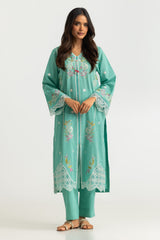 Cotton Viscose Slub Embroidered Co-Ord Set