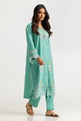 Cotton Viscose Slub Embroidered Co-Ord Set