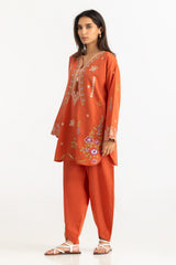 Cotton Viscose Slub Embroidered Co-Ord Set