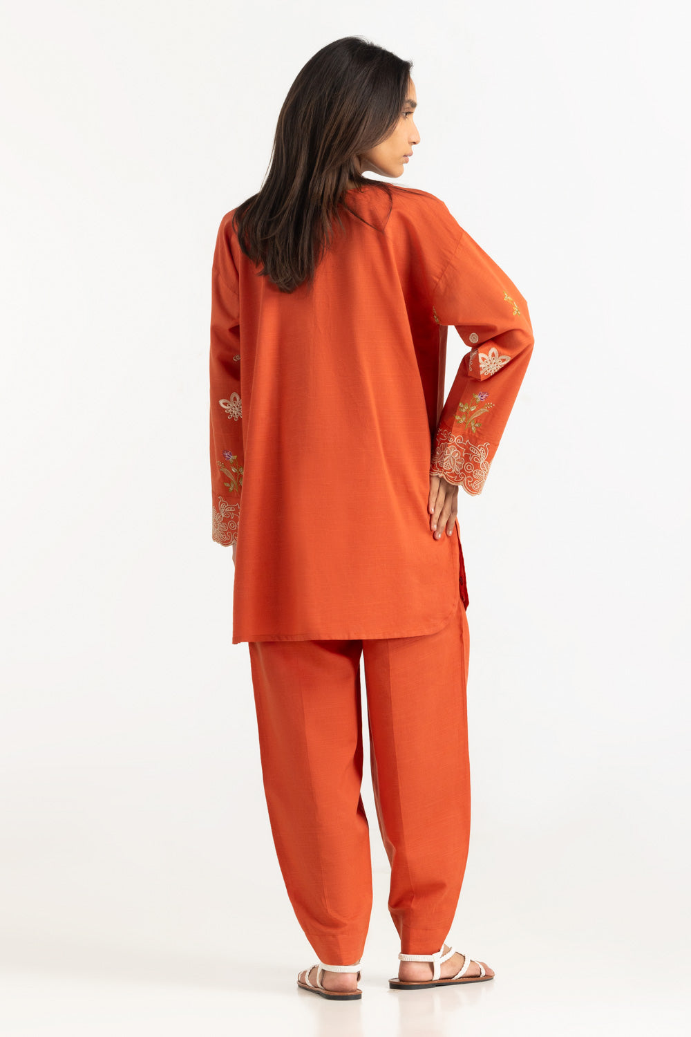 Cotton Viscose Slub Embroidered Co-Ord Set