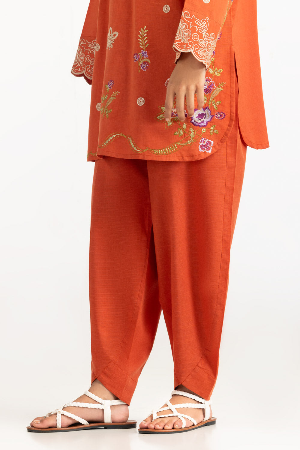 Cotton Viscose Slub Embroidered Co-Ord Set