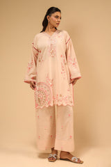 Cotton Viscose Slub Embroidered Co-Ord Set