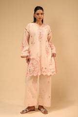 Cotton Viscose Slub Embroidered Co-Ord Set
