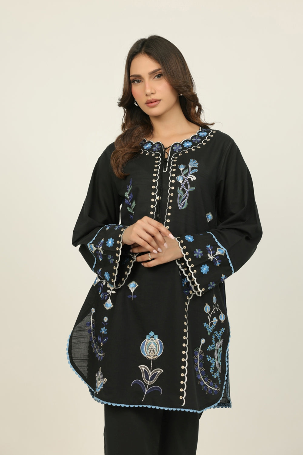 Cotton Viscose Slub Embroidered Co-Ord Set