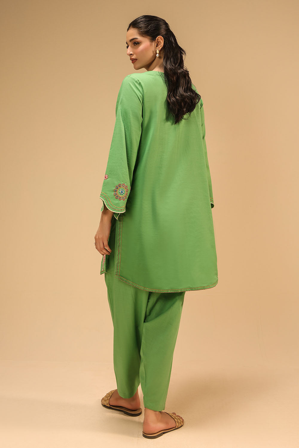 Cotton Viscose Slub Embroidered Co-Ord Set