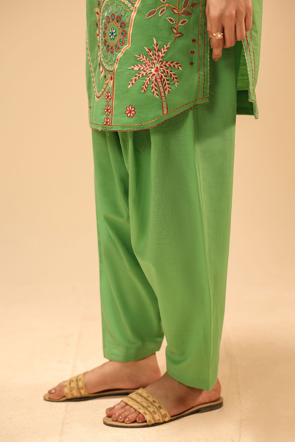 Cotton Viscose Slub Embroidered Co-Ord Set
