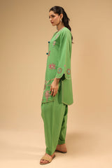 Cotton Viscose Slub Embroidered Co-Ord Set