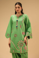 Cotton Viscose Slub Embroidered Co-Ord Set