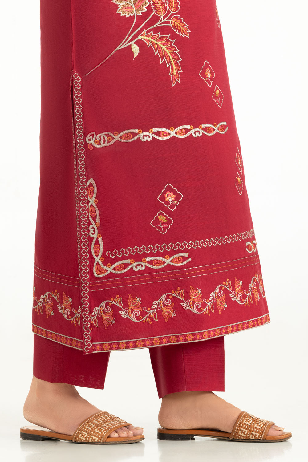 Cotton Viscose Slub Embroidered Co-Ord Set