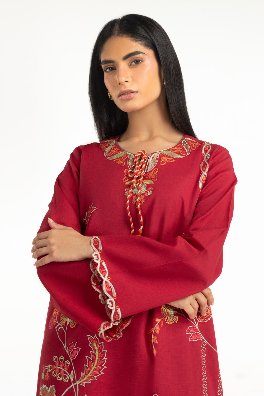Cotton Viscose Slub Embroidered Co-Ord Set
