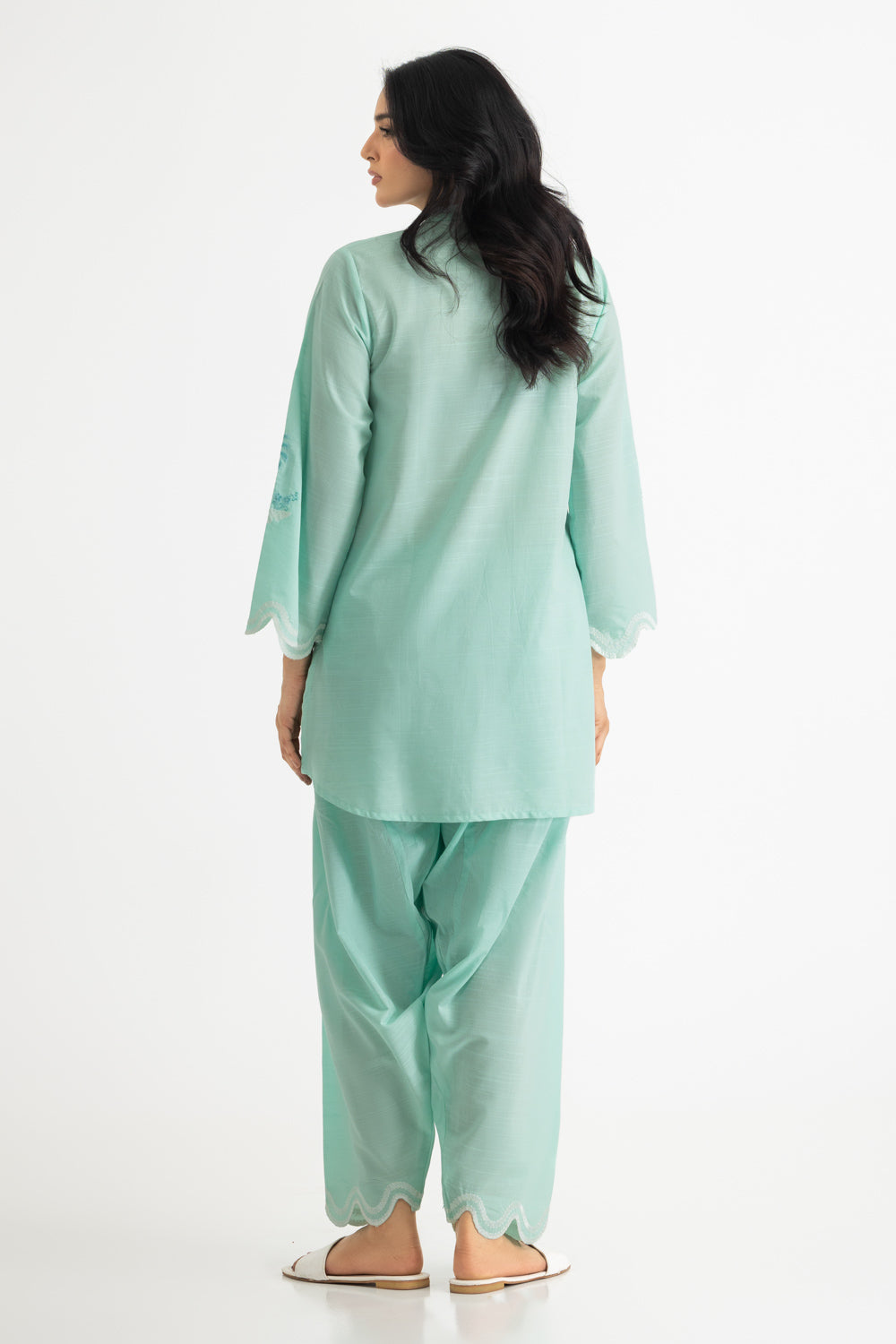 Cotton Viscose Slub Embroidered Co-Ord Set