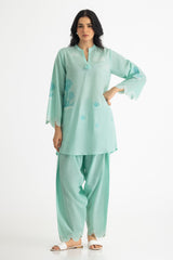 Cotton Viscose Slub Embroidered Co-Ord Set