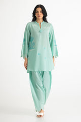 Cotton Viscose Slub Embroidered Co-Ord Set
