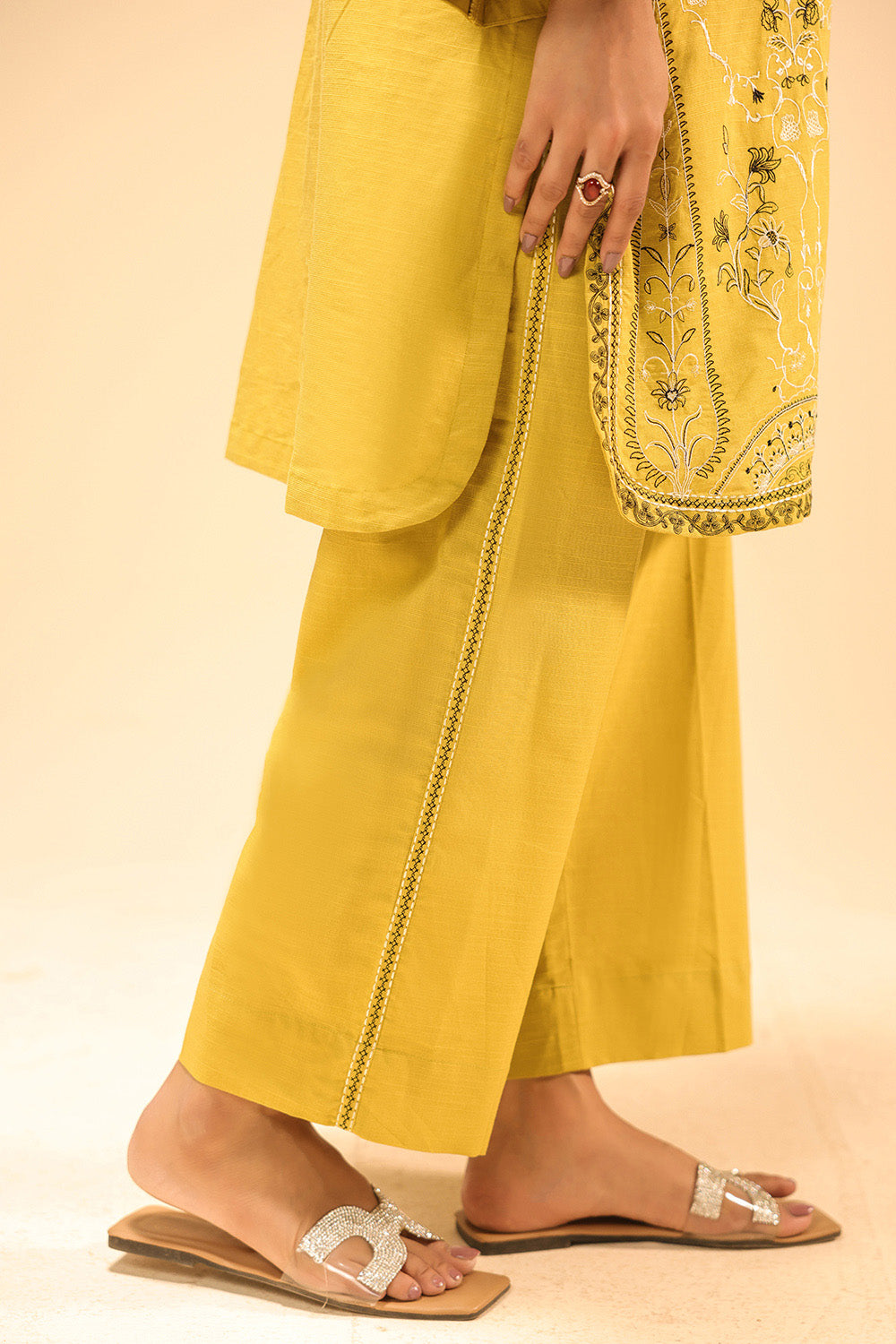 Cotton Viscose Slub Embroidered Co-Ord Set