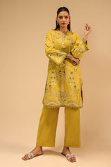 Cotton Viscose Slub Embroidered Co-Ord Set