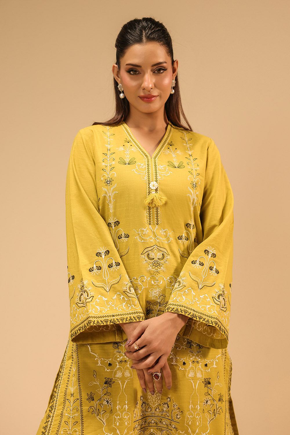 Cotton Viscose Slub Embroidered Co-Ord Set