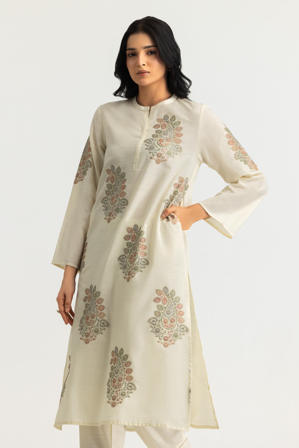 Cotton Viscose Slub Embroidered Co-Ord Set
