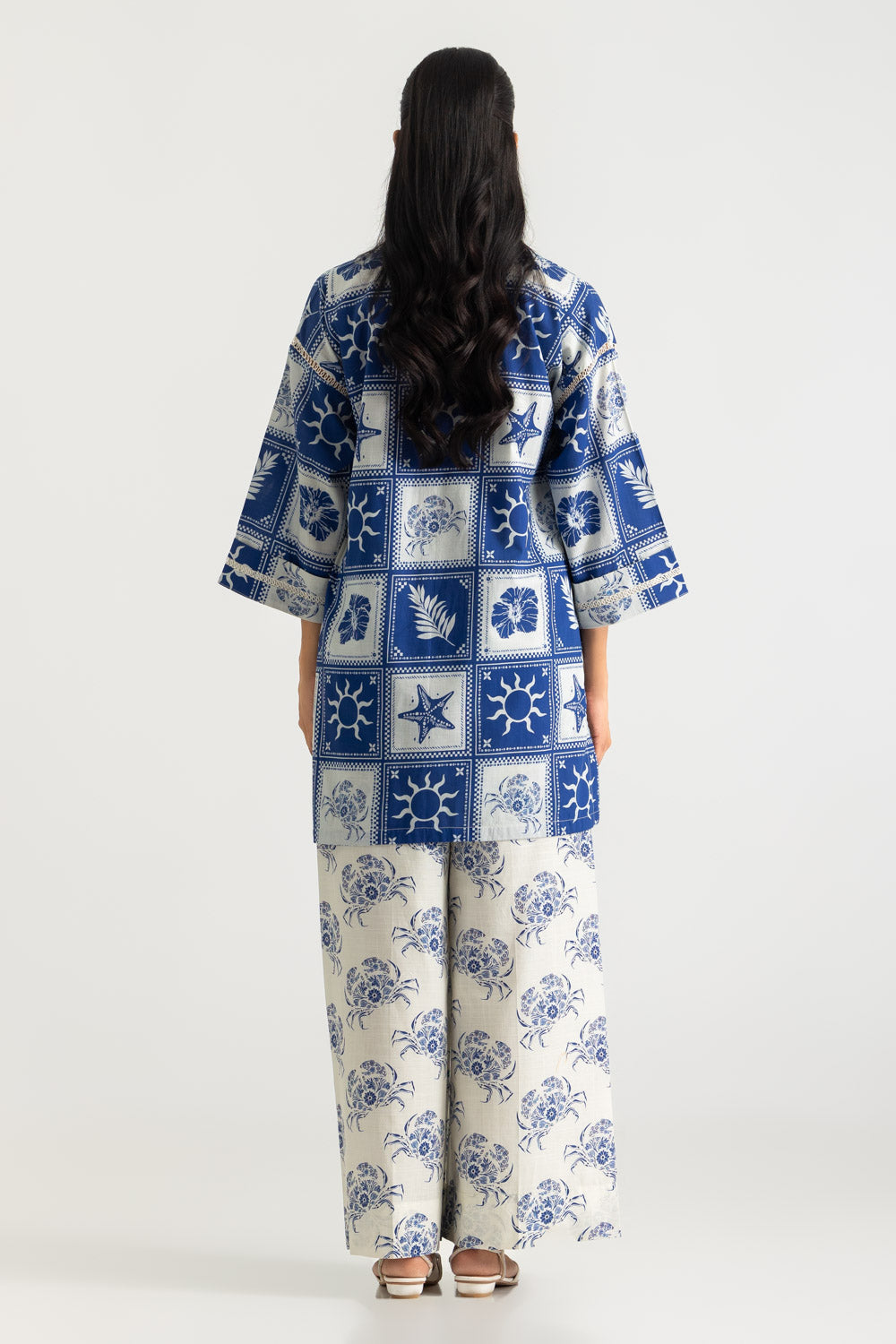 Cross Hatch Printed Co-Ord Set With Embroidered