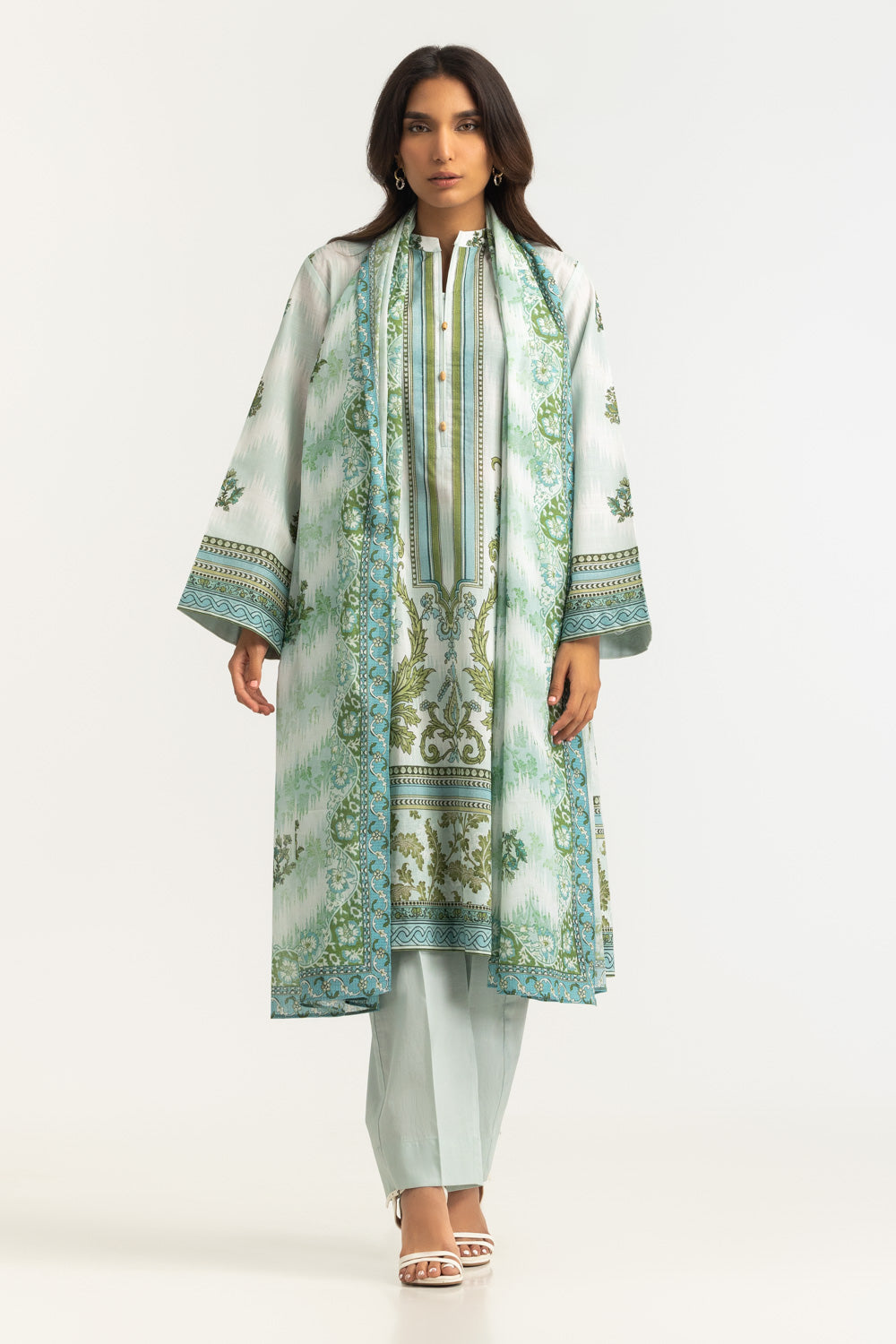 Cross Hatch Printed Shirt And Dupatta