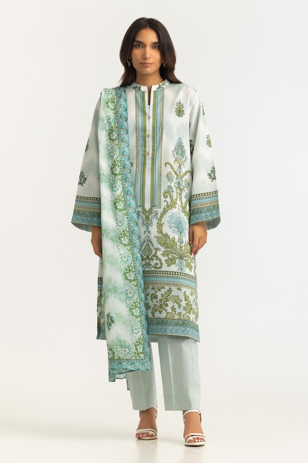 Cross Hatch Printed Shirt And Dupatta