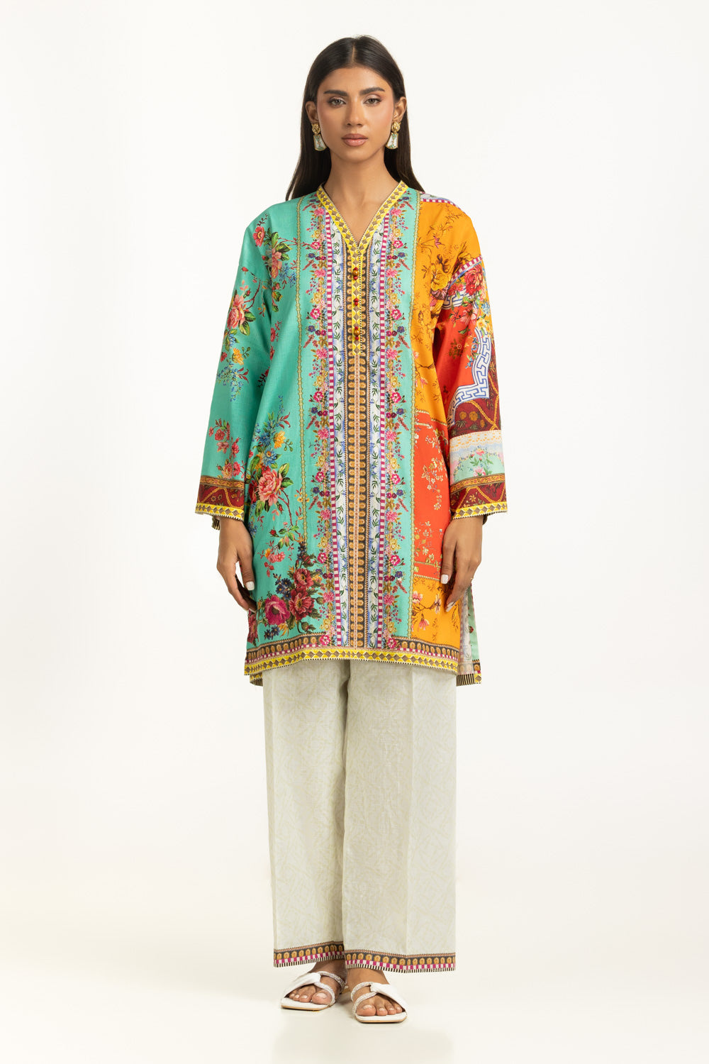 Cross Slub Printed Co-Ord Set