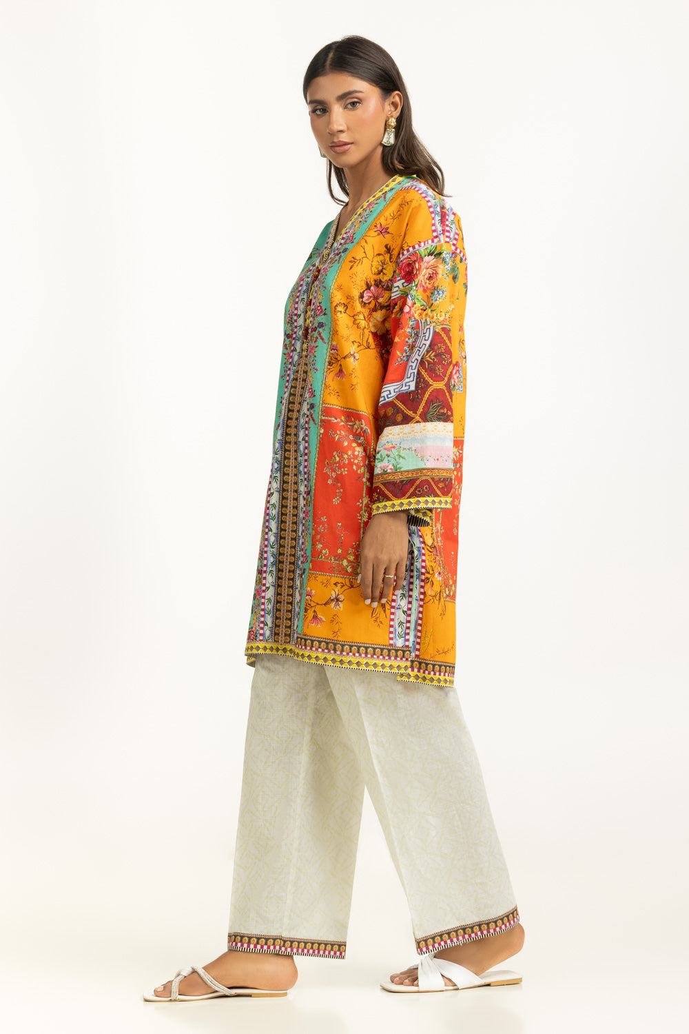 Cross Slub Printed Co-Ord Set