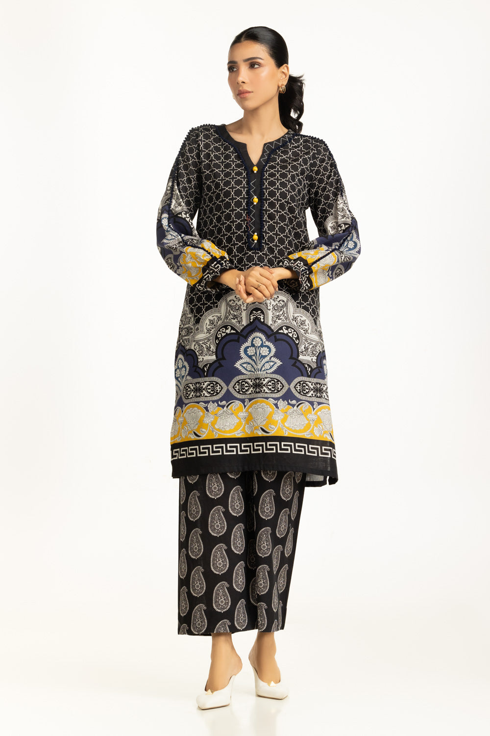 Cross Slub Printed Co-Ord Set