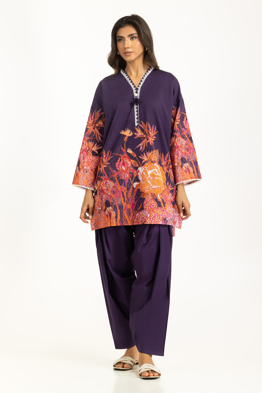 Cross Slub Printed Co-Ord Set