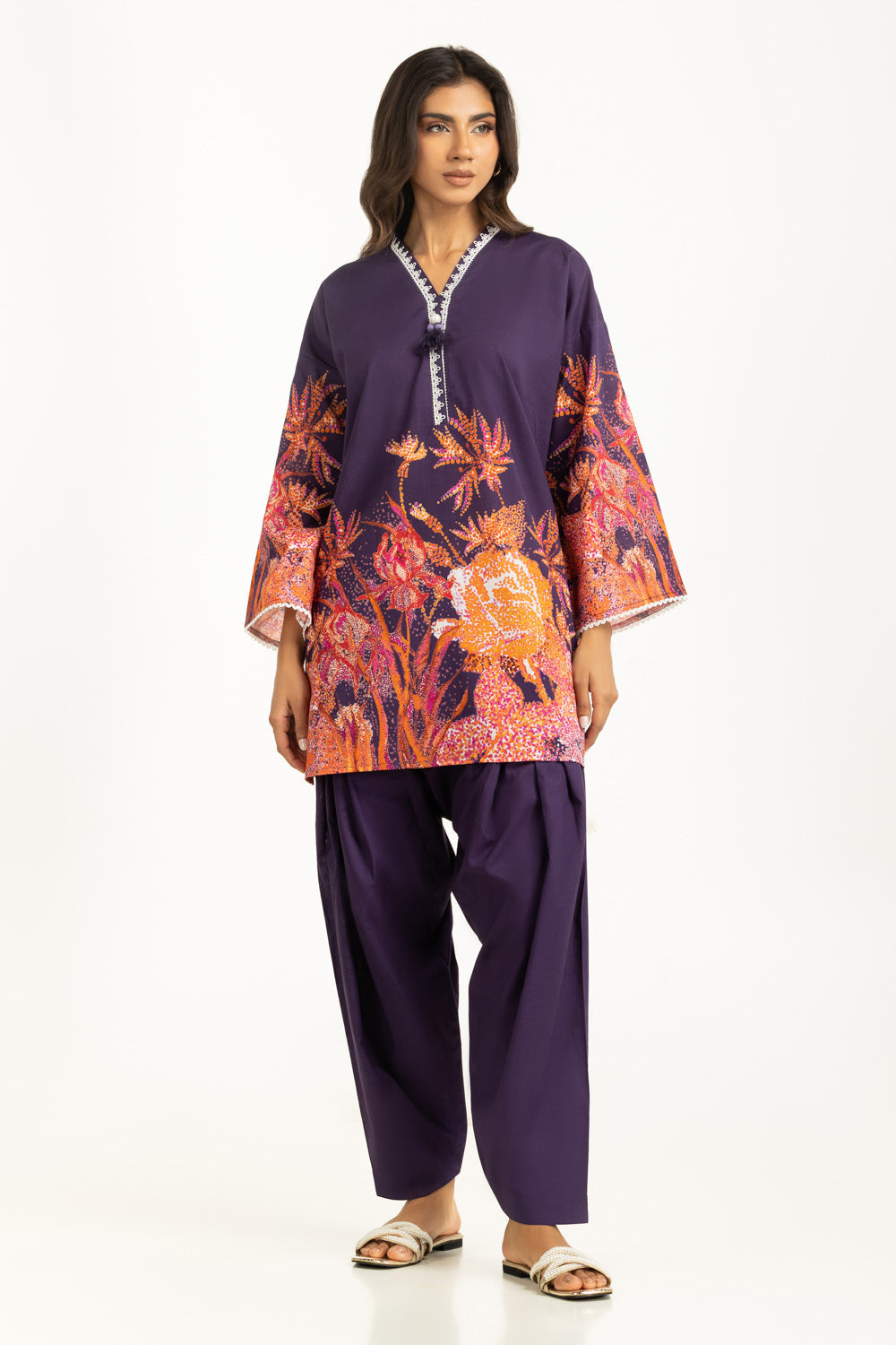 Cross Slub Printed Co-Ord Set