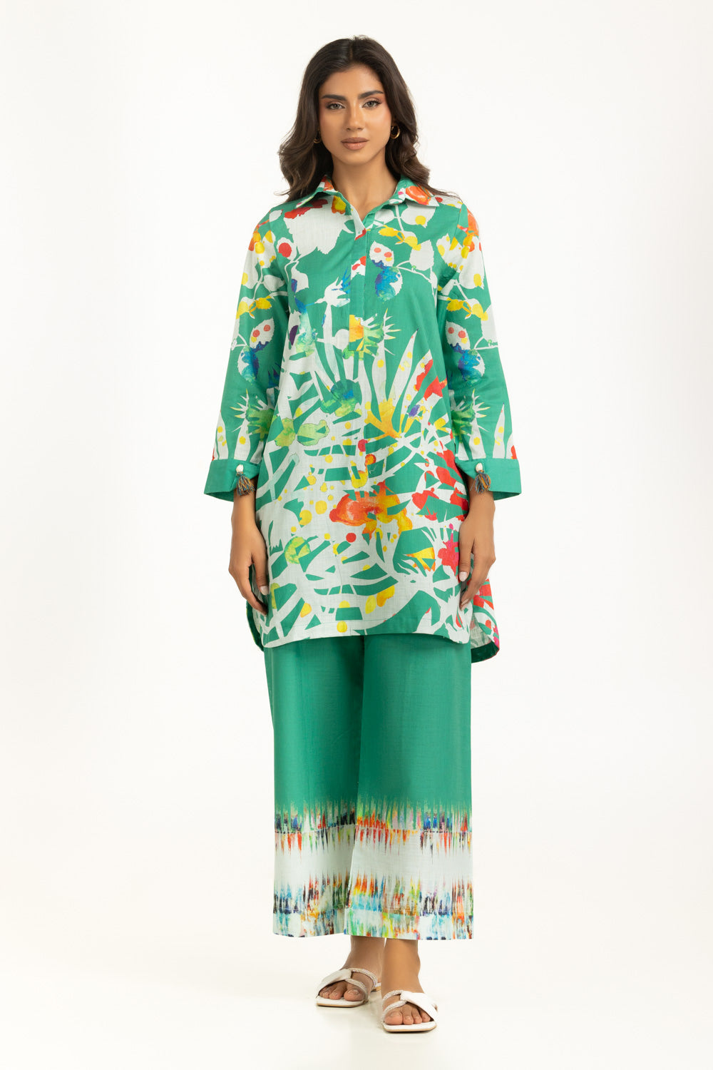 Cross Slub Printed Co-Ord Set