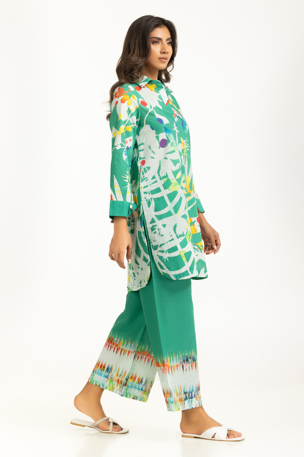 Cross Slub Printed Co-Ord Set