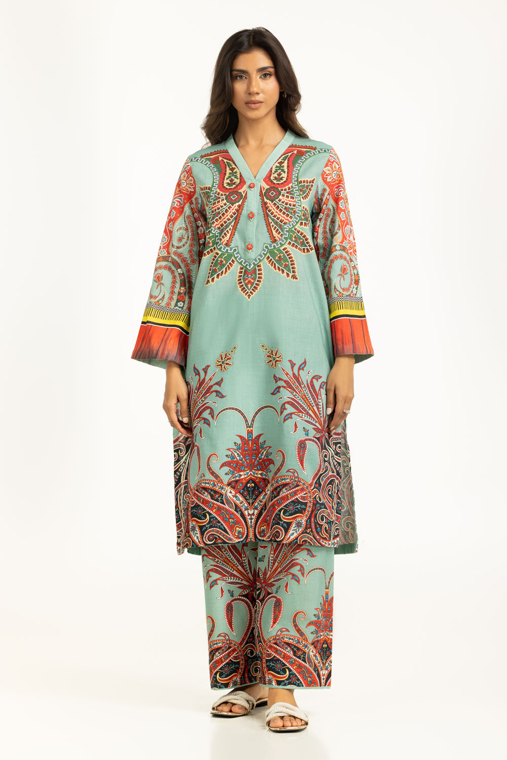 Cross Slub Printed Co-Ord Set