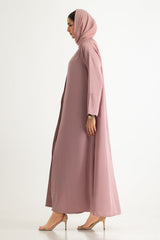 Crushed Satin Abaya With Dyed Scarf