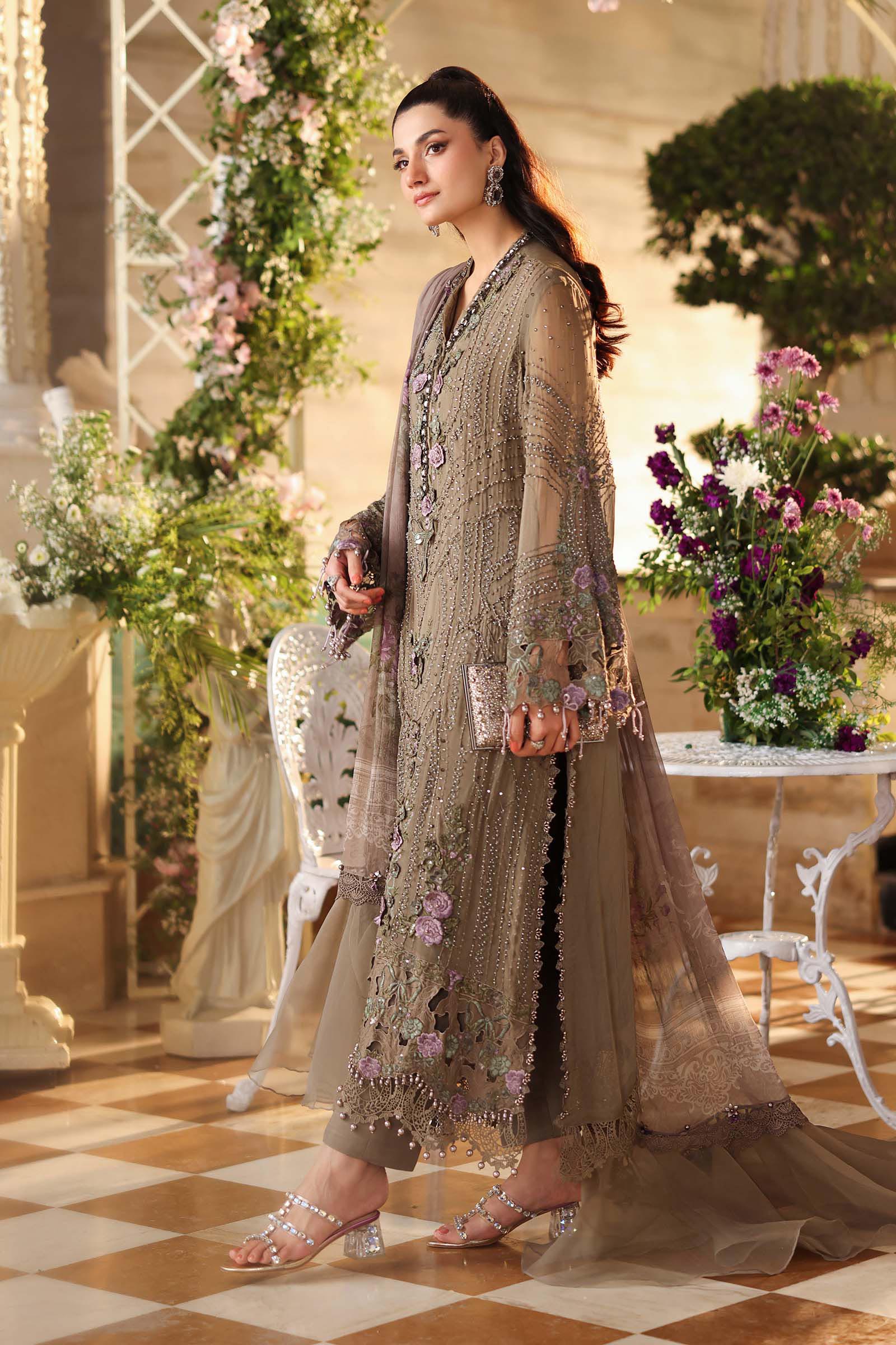 3 Piece Unstitched Embroidered Chiffon Suit