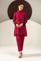2 Piece Embroidered Dobby Linen Suit