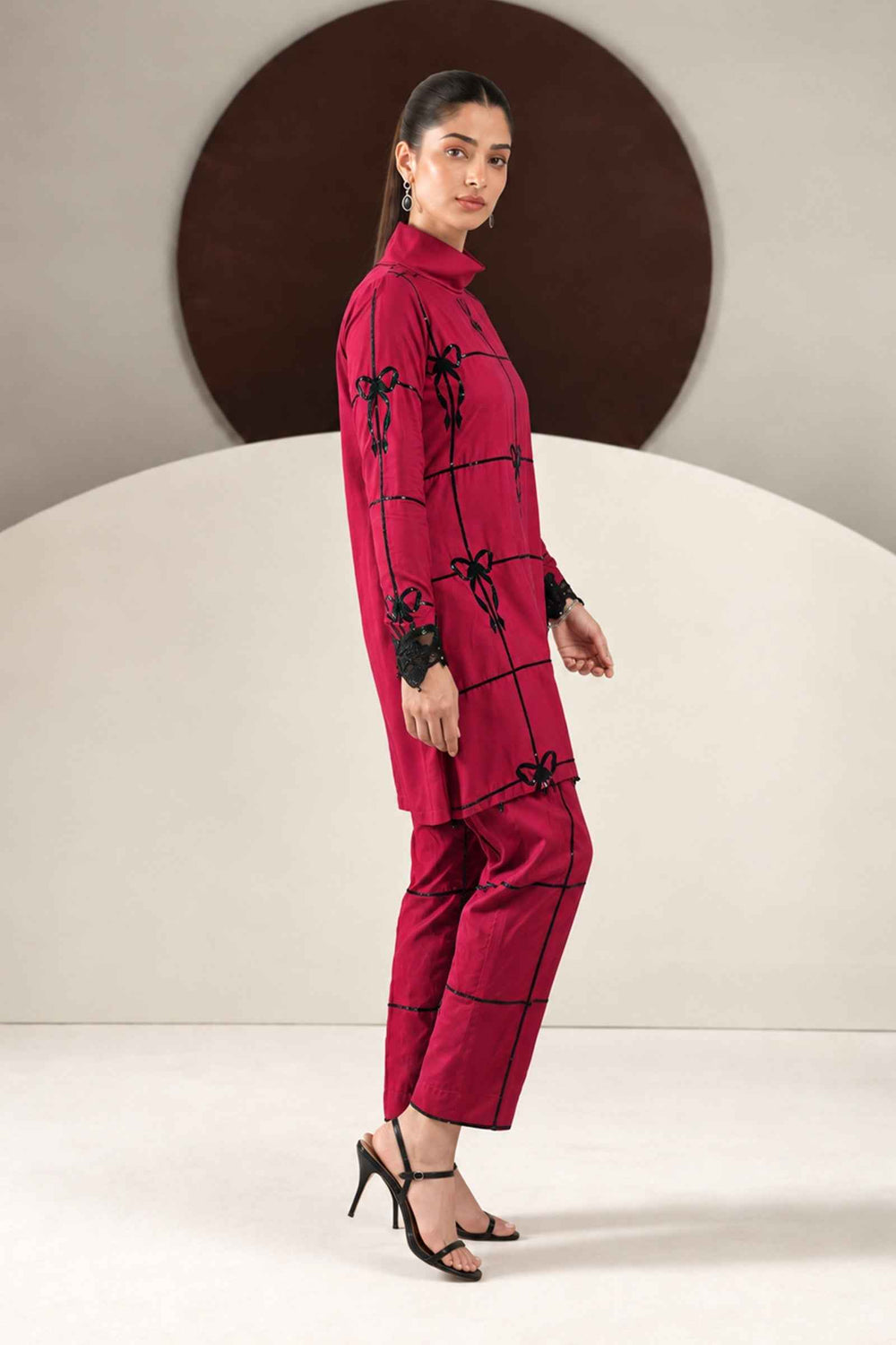 2 Piece Embroidered Dobby Linen Suit