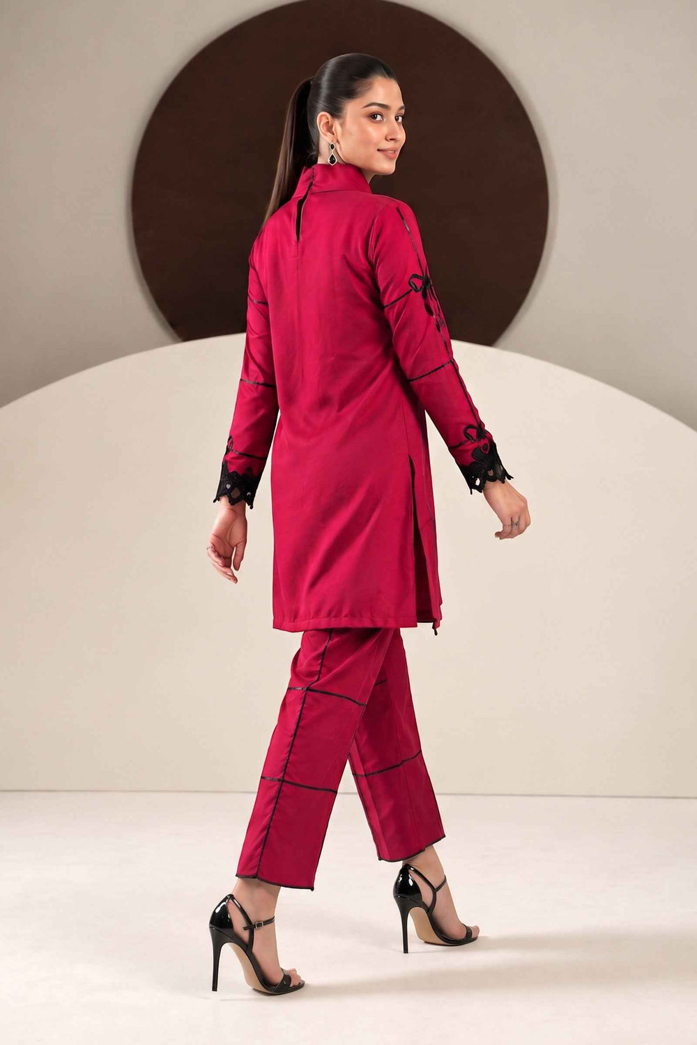 2 Piece Embroidered Dobby Linen Suit