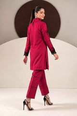 2 Piece Embroidered Dobby Linen Suit
