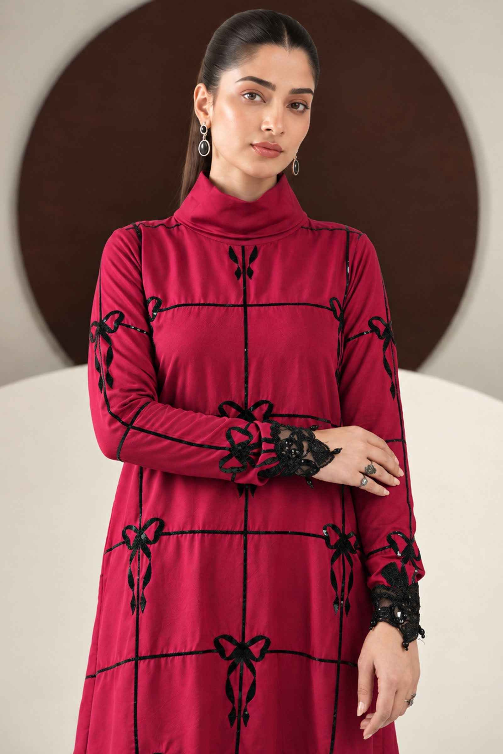 2 Piece Embroidered Dobby Linen Suit