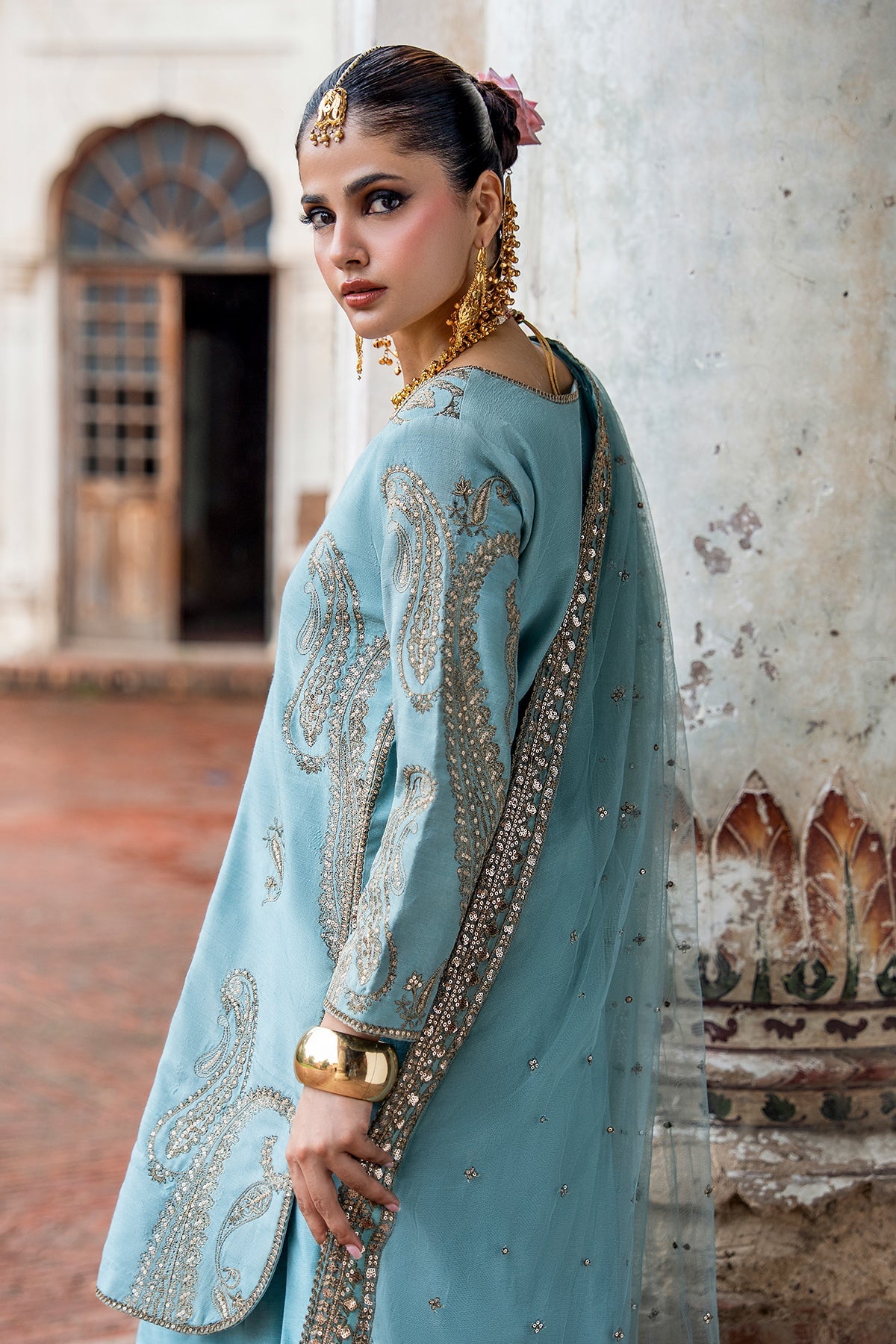 3-PC Embroidered Raw  Silk CMA-6-412