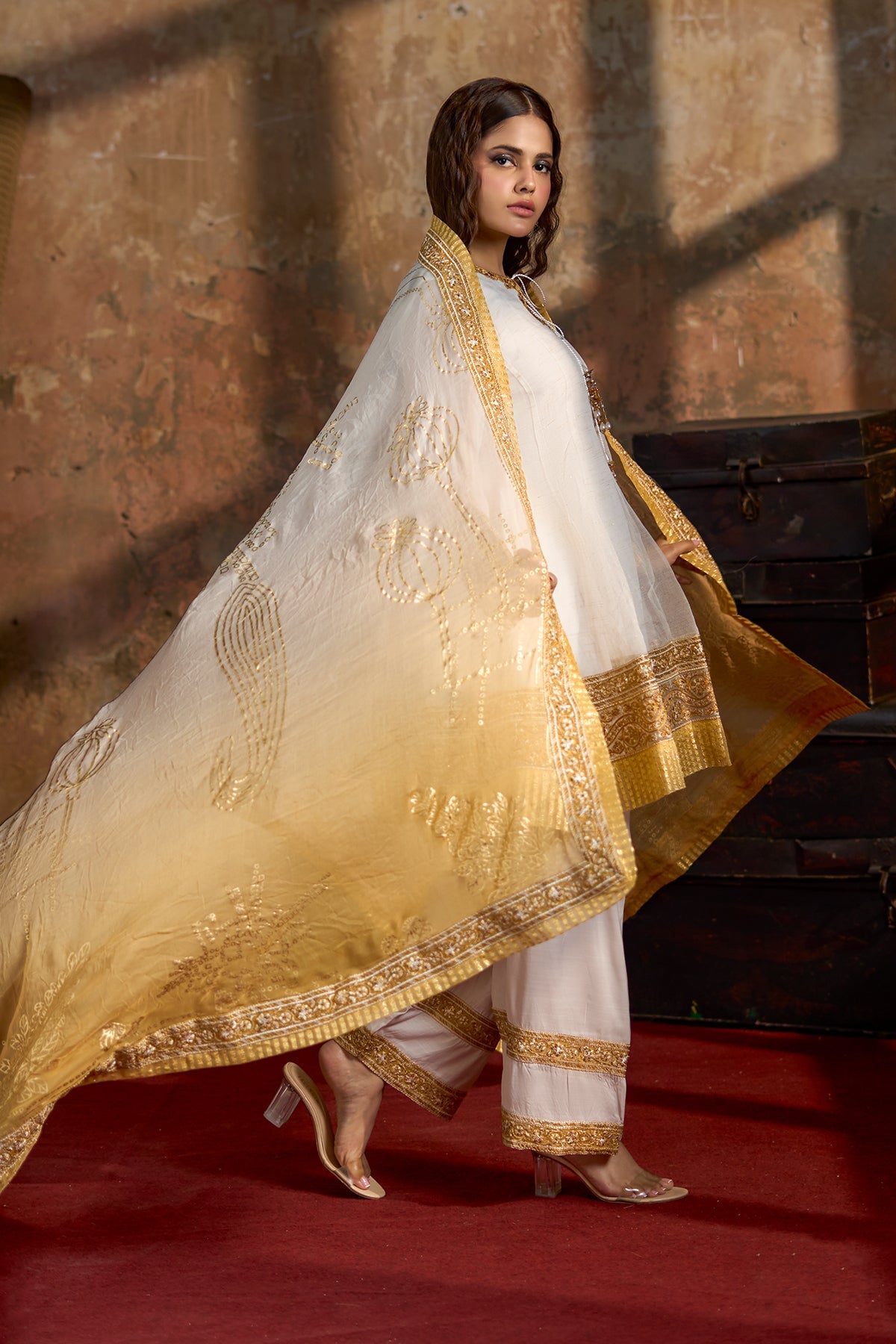3-PC Embroidered Cotton Net Suit CMA-5-300