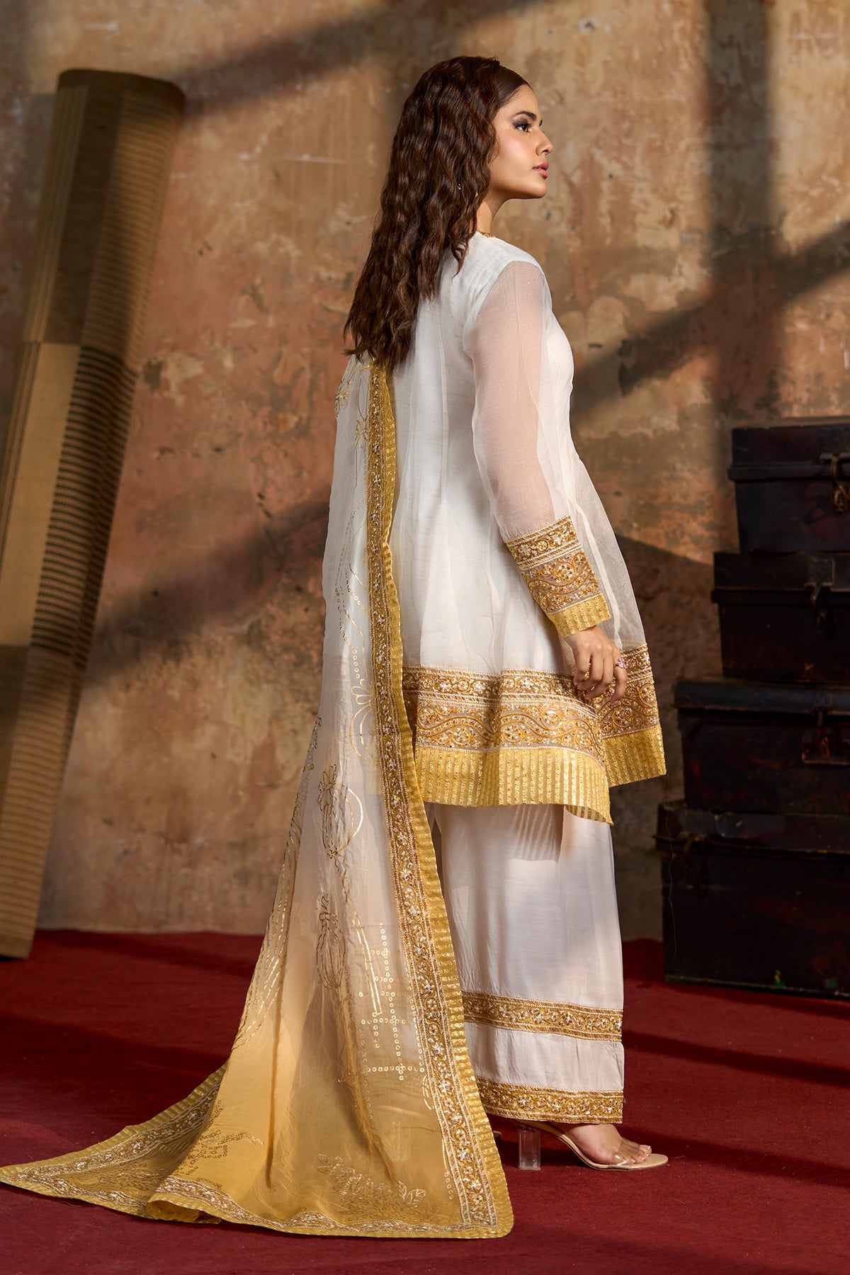 3-PC Embroidered Cotton Net Suit CMA-5-300