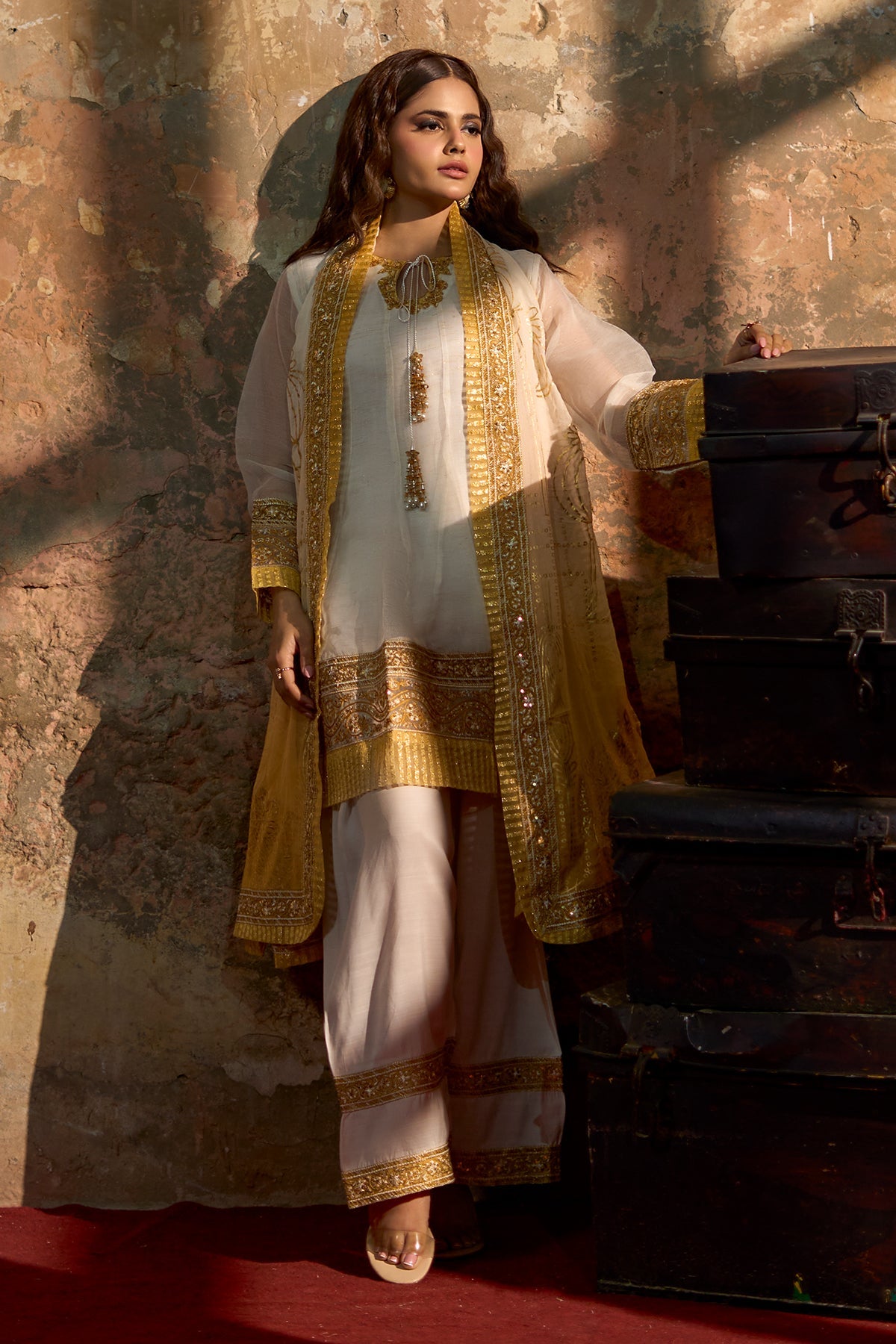 3-PC Embroidered Cotton Net Suit CMA-5-300